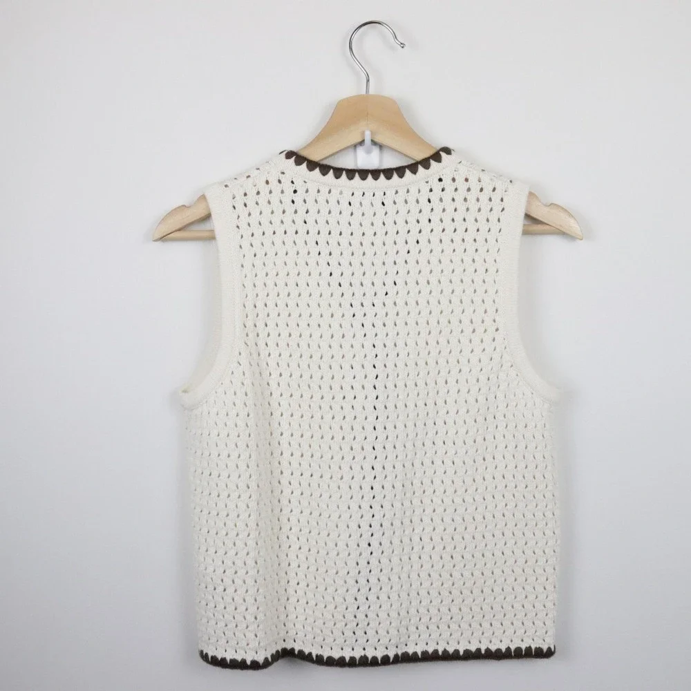 ALIGNE Camilla Crochet Top 4 Pointelle Knit‎ Sweater Vest